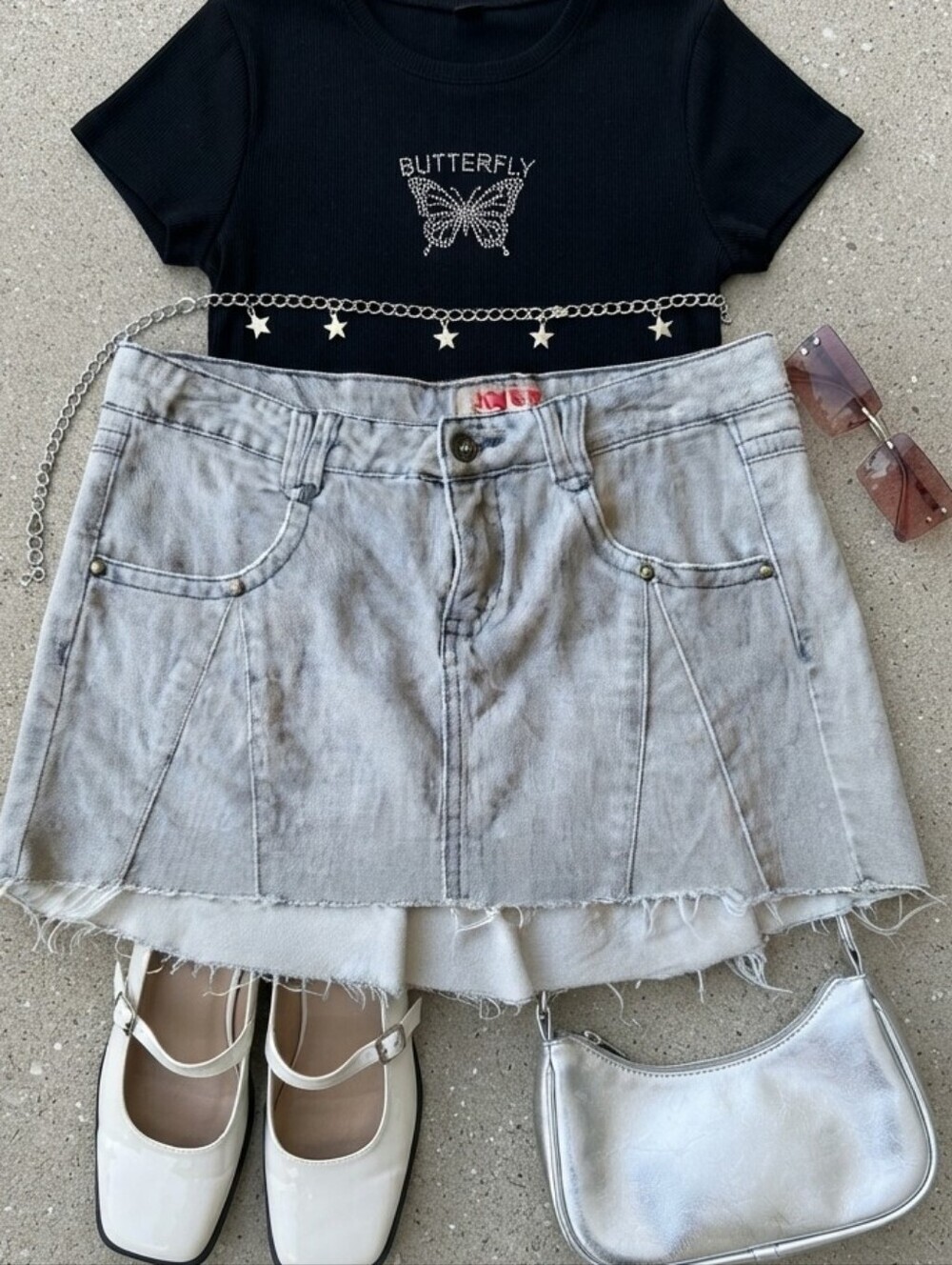 Y2K NoBo No Boundaries Gray Denim Mini Skirt